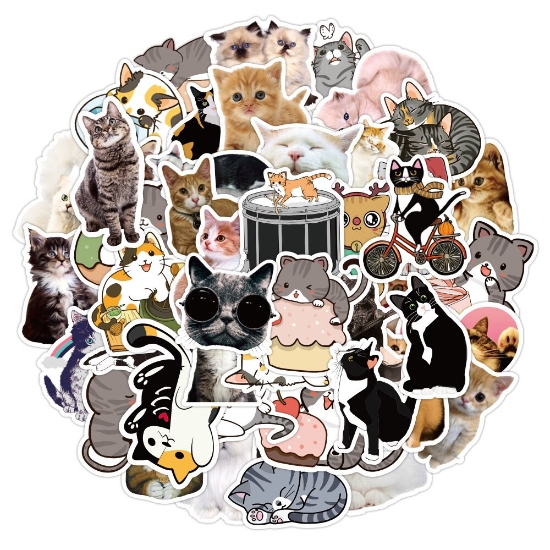 50 Cat Cute Graffiti Stickers Suitcase Skateboard Refrigerator Laptop Stickers - B-J7R